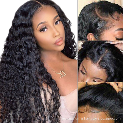 Wholesale Cheap Water Wave Raw Indian Virgin Human Hair Hd Full Transparent Lace Front Wig 4X4 Lace Closure Wig For Black Women